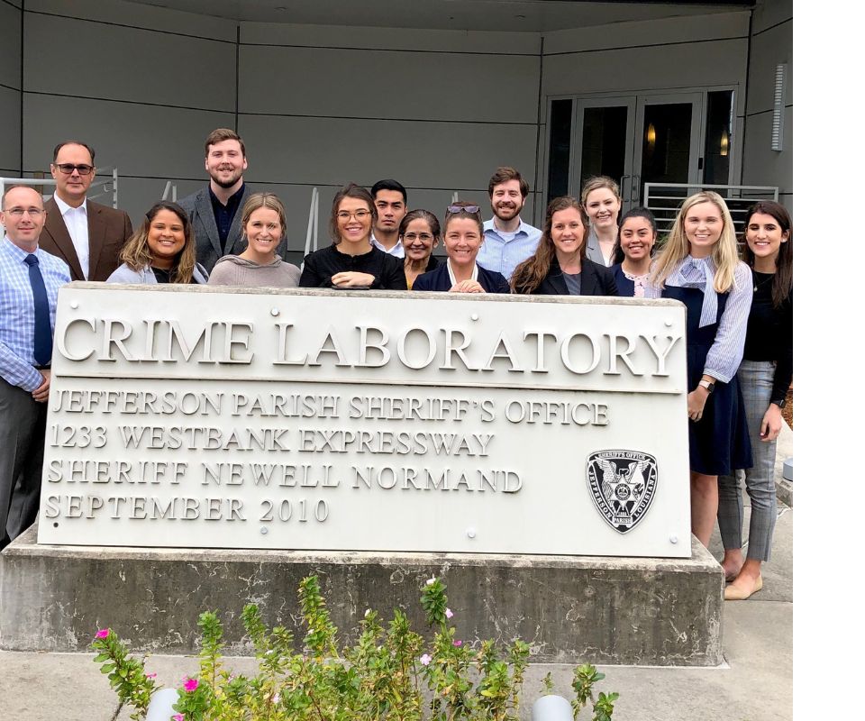 Prosecution clinic group photo at the crime lab