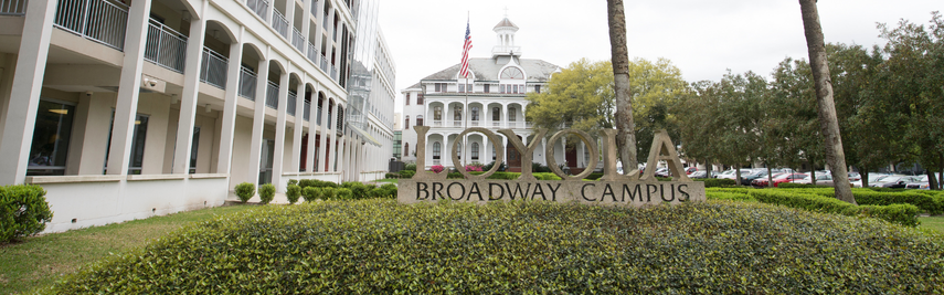 The Loyola Broadway campus sign.
