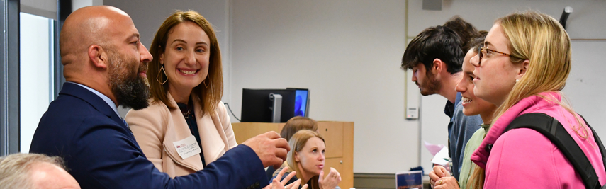 Employers talk to students.