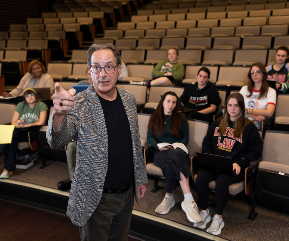 Professor Rob Verchick Teaching in a Theater