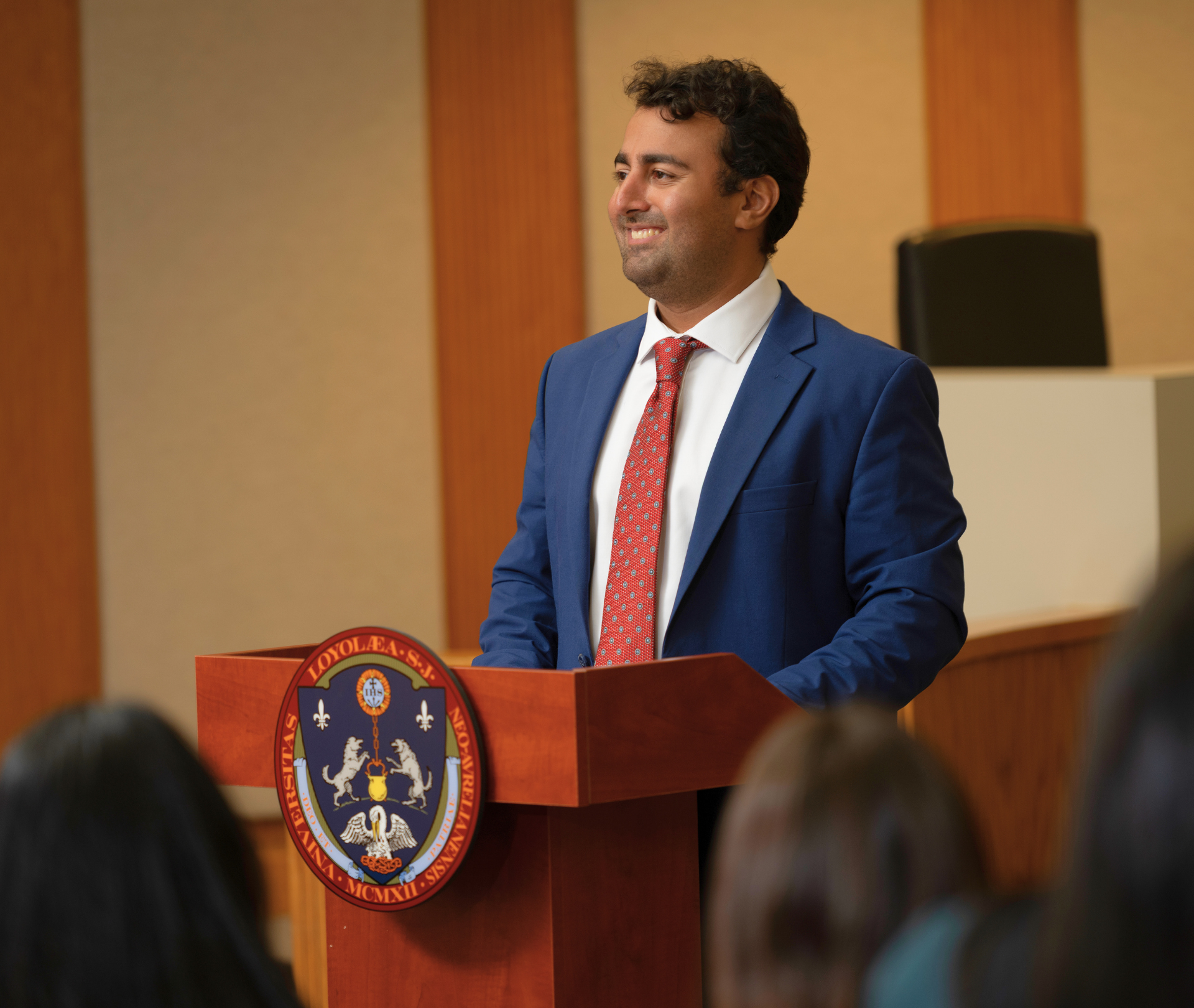Student at podium