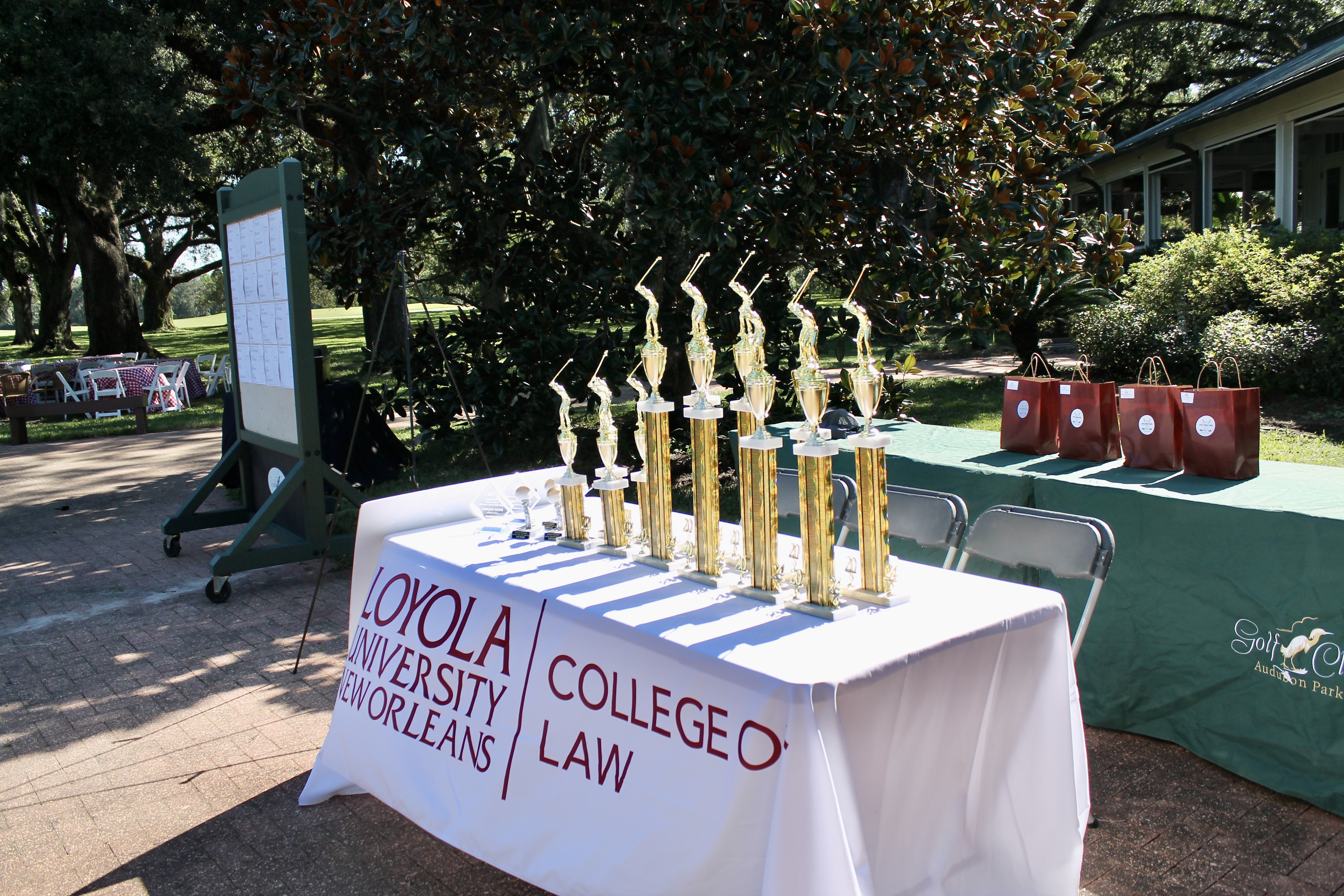 Trophies from 2024 Golf Tournament