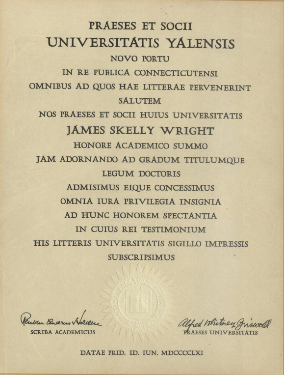 Wright Yale Diploma